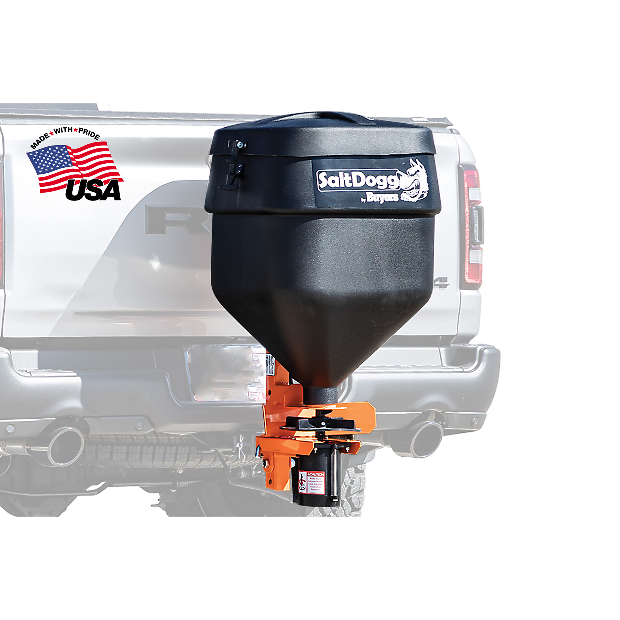 Buyers Products SaltDogg, 4.4 Cu Ft Truck Tailgate Mounted Rock Salt Spreader w/ Lid, Load Capacity 330 lb, Max. Spread Width 40 ft, Model# TGSUVPROA